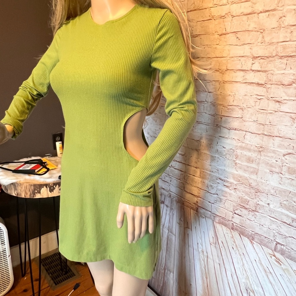 Reformation Green Cut-Out Mini Dress